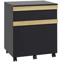 Vinsetto - Classeur 2 tiroirs pour documents format lettre/A4 avec 5 roulettes - grain de bois noir-2 tiroirs pour ranger vos fournitures de bureau 
