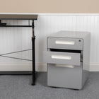 Flash Furniture Classeur ergonomique à 3 tiroirs pour dossiers juridiques et lettres, gris-Tiroirs utilitaires: 13 po larg. x 18,75 po prof. x 2,75 po haut.; File Drawer: 13 po larg. x 18,75 po prof. x 9,75 po haut.