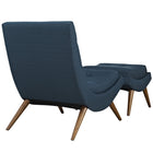Modway - Ramp Tissu rembourré Ensemble de chaise longue - Azure-Pieds en bois de hêtre teint de cerisier