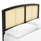 Modway - Sierra Canne et bois Lit à plateforme complet avec pieds écartés, Noir-Rubberwood Legs