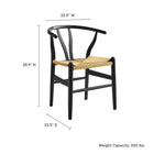 Modway - Amish 29" Chaise à manger - Noir-Dossier découpé en forme de V