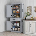 HOMCOM - Armoire de cuisine haute 72 po avec portes de grange et tiroir - gris-L'étagère à 5 niveaux dans deux armoires et un tiroir assure un espace de rangement généreux 