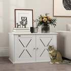 PawHut - Enclos pour bac à litière pour chat, meuble dissimulé - blanc-Porte spécialement conçue pour chat pour un accès facile 