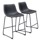 Zuo - Smart Tabouret de comptoir - Noir - Ensemble de 2-Repose-pieds ergonomique et confortable