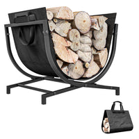 Outsunny - Porte-bûches extérieur- support à bûches pliable 17 po pour cheminée-Le cadre possède un design pliable permettant d’économiser de l’espace lorsqu’il n’est pas utilisé 