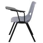 Flash Furniture - Chaise coquille ergonomique grise avec accoudoir-tablette rabattable pour gauchers-Conception à dossier et siège en plastique gris aux contours ergonomiques