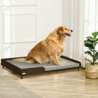 PawHut - Cadre de lit surélevé pour chien avec coussin moelleux - Marron-Surélevé du sol pour plus de confort et permettre la circulation de l'air de tous les côtés