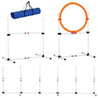 PawHut - Équipement d’agilité pour chien 3 pièces pour intérieur et extérieur-Une variété de types d’équipements avec saut en hauteur, anneau de saut et piquets de slalom 