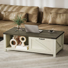 HOMCOM - Table basse style ferme avec étagère de rangement pour salon - blanc-Grand espace de rangement avec 2 étagères ouvertes et 1 tiroir