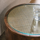 Modway - Truett Manche Rotin de bois Table d’appoint - Noyer-Superposition de verre trempé