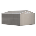 Abri de jardin Outsunny 11' x 13' avec kit de fondation - Gris clair-Grand espace intérieur pour ranger des outils, un vélo, des outils de jardin, du matériel d'entretien de pelouse et plus encore
