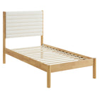 Modway - Olea Bois massif Boucle à touffes de canal Lit à plateforme jumelle, Feather Oak-Tête de lit tapis en boucle touffée Channel