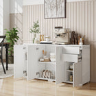 HOMCOM - Buffet latéral haute brillance 55,1 po L avec 2 tiroirs - blanc-Convient pour le salon, la salle à manger et la cuisine 