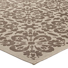 Modway - Ariana Treillis floraux vintage à l’intérieur et à l’extérieur Tapis de comédie 8 pi l x 10 pi L - Beige clair et beige foncé-Résistant aux taches / Facile à nettoyer