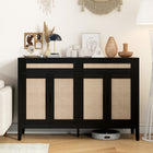 HOMCOM - Buffet 52,8 po L avec rangement - noir-Sert de meuble de salon, de meuble console ou de meuble TV (max 60 po) 