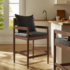 Modway - Remington Tabouret de comptoir - Charbon de bois-Oreiller arrière amovible avec tissu en tissage à tissage slug