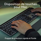 Logitech - MX Keys S Combo for Mac, clavier et souris sans fil, repose-poignets, clavier rétroéclairé - Gris-Une expérience de saisie fluide: profil de type ordinateur portable avec touches concaves adaptées au bout de vos doigts, bénéficiez d’une saisie rapide, fluide et précise sur ce clavier sans fil Bluetooth pour Mac
