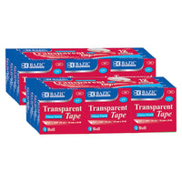 BAZIC Products - Recharge de ruban adhésif, ruban transparent, 3/4 po x 1296 po, 2 paquets de 12-Chaque rouleau mesure 3/4 po x 1000 po de long