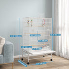 PawHut - Cage à oiseaux 52 po H avec support roulant, jouets, plateau amovible, étagère de rangement - blanc-Jouets pour oiseaux pour le divertissement 