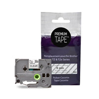 Premium Tape - Compatible avec Brother TZ-121, TZ121, TZe-121, TZe121 - Noir / Transparent - 9 mm-Couleur: Noir / Transparent