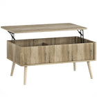 HOMCOM - Table basse relevable avec compartiments cachés - chêne-Le plateau se soulève de 16,9 po à 22,6 po, idéal pour travailler ou dîner sur le canapé