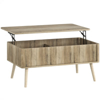 HOMCOM - Table basse relevable avec compartiments cachés - chêne-Le plateau se soulève de 16,9 po à 22,6 po, idéal pour travailler ou dîner sur le canapé