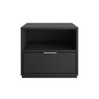 Nexera - Table de chevet Hunter, Noir-Flexibilité des tiroirs : Un concept astucieux facilite le passage des tiroirs d'un côté à l'autre. Propose une adaptabilité totale pour être positionné contre n'importe quel mur