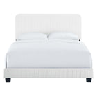 Modway - Celine Chenal Touffé Performance Velvet Lit de plateforme complet, Blanc-Poutre centrale renforcée avec jambes de soutien