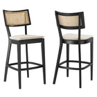 Modway - Caledonia Tabourets de bar - Noir beige - Ensemble de 2-Tabourets en rotin