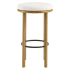 Modway - Fable Tissu Boucle Tabourets de bar - Ivoire de chêne - Ensemble de 2-Glissements au pied sans marquer