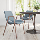 Zuo - Desi Chaise de salle à manger - Gris azur/Noyer - Ensemble de 2-Supporte jusqu'à 350 lb