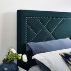 Modway - Reese Tête de clous Tissu de lin rembourré Tête de lit complète / Queen, Azure-Tissu doux en tissu de lin