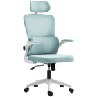 Vinsetto - Fauteuil de bureau haut avec appui-tête rotatif, support lombaire - bleu clair-Le soutien lombaire soulage la pression sur le bas du dos 