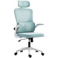 Vinsetto - Fauteuil de bureau haut avec appui-tête rotatif, support lombaire - bleu clair-Le soutien lombaire soulage la pression sur le bas du dos 