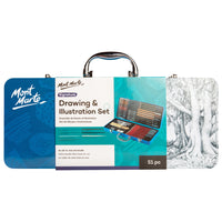 Mont Marte - Ensemble de 51 pièces comprenant des dessins et illustrations de signature-Cette collection de 51 pièces combine une large gamme d'outils pour techniques sèches dans un kit portable pour l'esquisse, le dessin et l'illustration