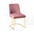 Modway - Amplify Base de traîneau Performance Velvet Chaises de salle à manger Ensemble de 2 - Rose Poussiéreuse d’Or-Rembourrage en velours polyester Performance