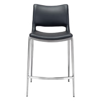 Zuo - Ace Tabouret de comptoir - Noir/Silver - Ensemble de 2-Tissu en faux cuir doux et durable