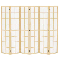 HOMCOM - Séparateur de pièce autoportant 6 panneaux pour chambre - naturel et blanc-Ajoute une intimité instantanée dans les chambres, bureaux ou toute autre pièce  

