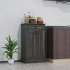HOMCOM - Buffet bas à poubelle basculante 10 gallons avec bac caché et tiroir - gris charbon-Le meuble à porte inclinée peut accueillir une poubelle jusqu'à 10 gallons 
