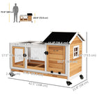 PawHut - Clapier à lapin avec roues, rampe, enclos et plateau - jaune - 42,5 po L x 22,8 po l x 29 po H-Plateau amovible pour un nettoyage facile 