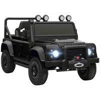 Qaba - Jeep pour enfants sous licence Land Rover 12V à chevaucher - noir-La voiture électrique sous licence Land Rover Defender propose un design réaliste de camion