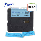Brother - BTAGL33 Ruban non laminé bleu pâle avec texte bleu authentique pour étiqueteuse P-touch, 12 mm (L) x 4 m (l)-Btag + P-touch = une équipe créative du tonnerre. Utilisez les rubans d’étiquettes non laminées Btag de 12 mm conçus spécialement pour les étiqueteuses P-touch PT-N10, PT-N20 et PT-N25BT de Brother.