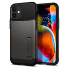 Coque Slim Armor Spigen pour iPhone 12 - Gunmetal-La technologie Air Cushion réduit l'épaisseur du boîtier et améliore la protection.
