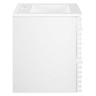 Modway - Render Support mural de 24" Vanette de salle de bain - Blanc blanc-Bassin d’évier en céramique