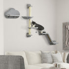 PawHut - Étagères pour chats 3 pièces avec hamac, poteaux à griffer, plateformes de saut-Recouvert de peluche douce et de tapis en sisal 