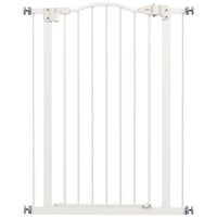 Porte pour animaux de compagnie PawHut - 29"-32" L avec porte à pression pour chiens pour escaliers - Blanc-La porte se ferme automatiquement si elle est laissée ouverte entre un angle de 30° et 90°