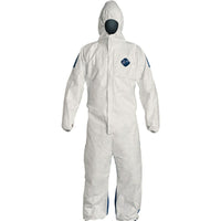 Dupont Personal Protection, Combinaisons Tyvek 400 D A/Capuchon, Grand, Blanc/Bleu, Tyvek, paquet de 12-Couleur Bleu
