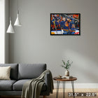Connor McDavid and Darnell Nurse Oilers Celebration-H - Toile encadree - 31" x 22"-Prêt à accrocher - livré entièrement assemblé