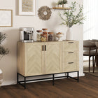 HOMCOM - Buffet 46,1 po L avec 3 tiroirs - chêne-Utilisez-le comme vitrine, station à café ou meuble de rangement pour le couloir 