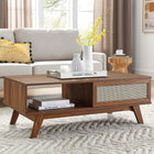 Modway - Soma Table basse - Noyer-Tissage naturel en rotin